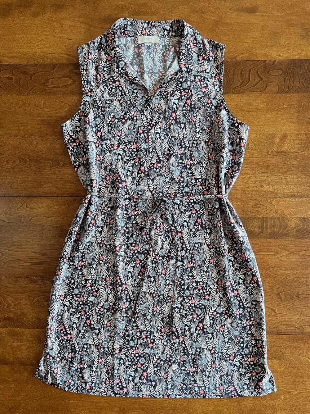 Loft lightweight navy floral dress S